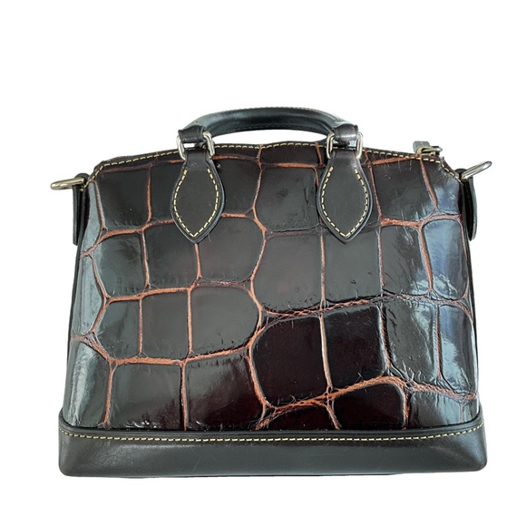 Vintage Dooney Brown Croco Dome Leather Satchel - Picture 2 of 8